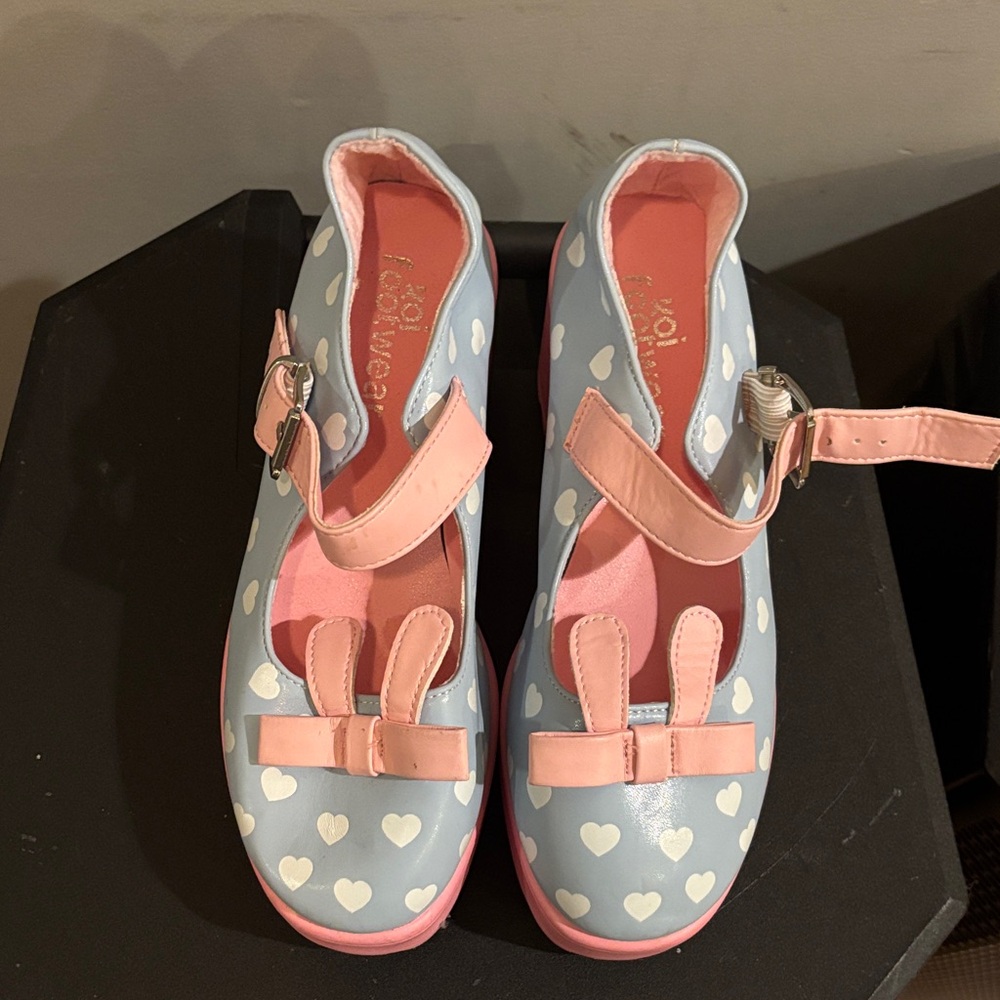Heart Patterned Shoes with Pink Accents